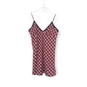 90s vintage plaid grunge babydoll flannel slip